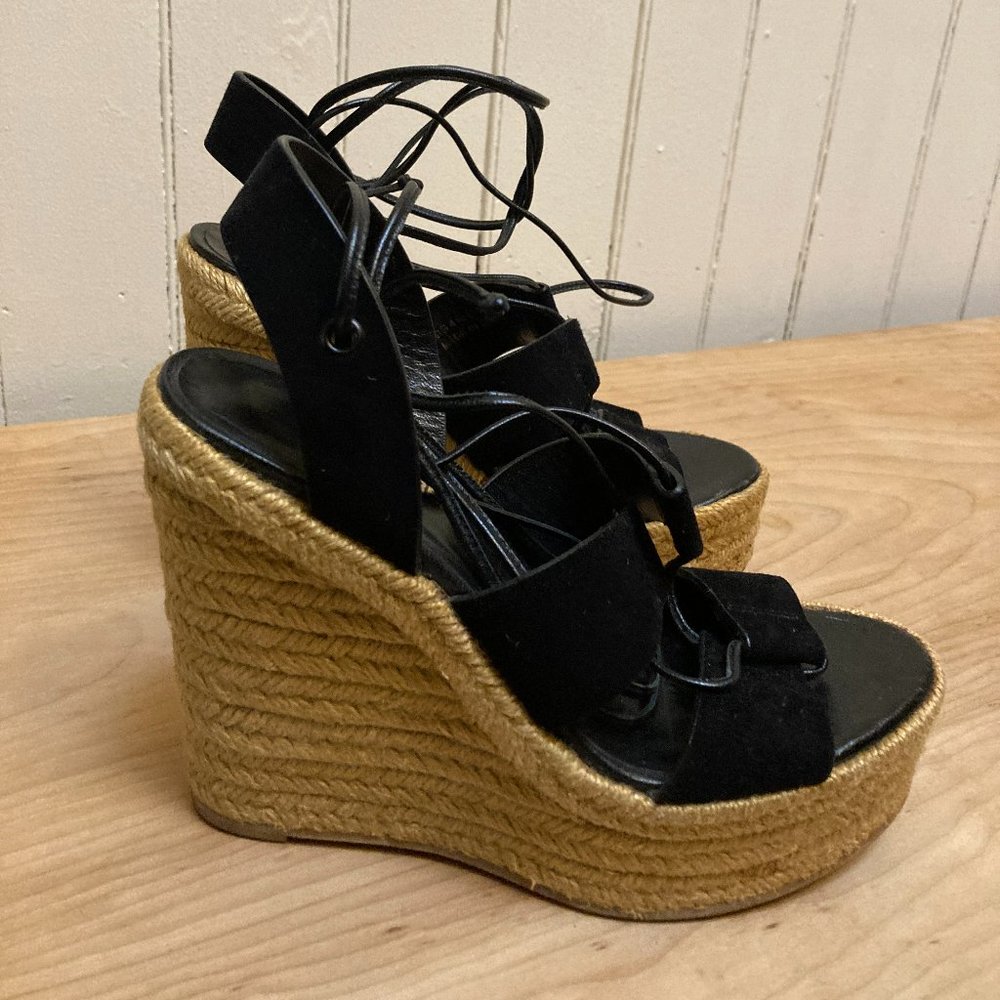 Yves Saint Laurent Espadrille Lace-up High Heels - Size 7.5